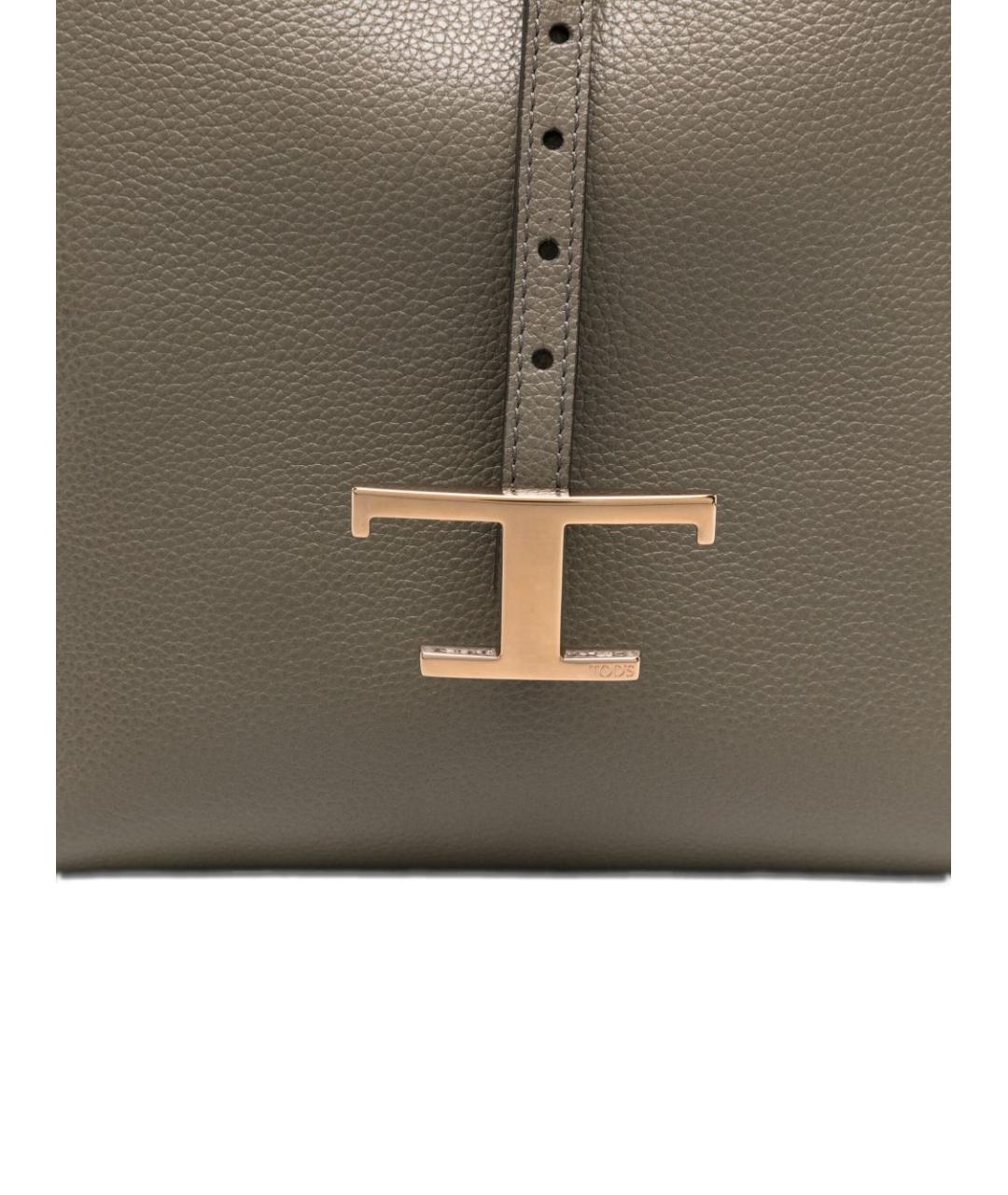 TOD'S Серая кожаная сумка тоут, фото 3