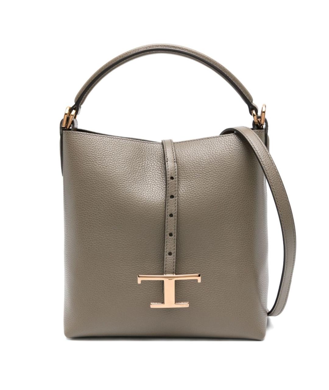 TOD'S Серая кожаная сумка тоут, фото 1