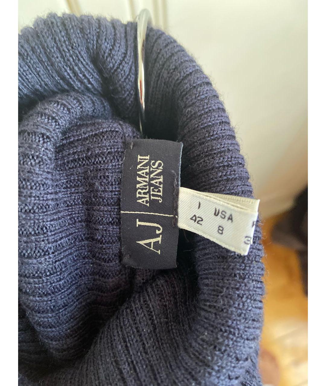 ARMANI JEANS Темно-синяя шерстяная водолазка, фото 4