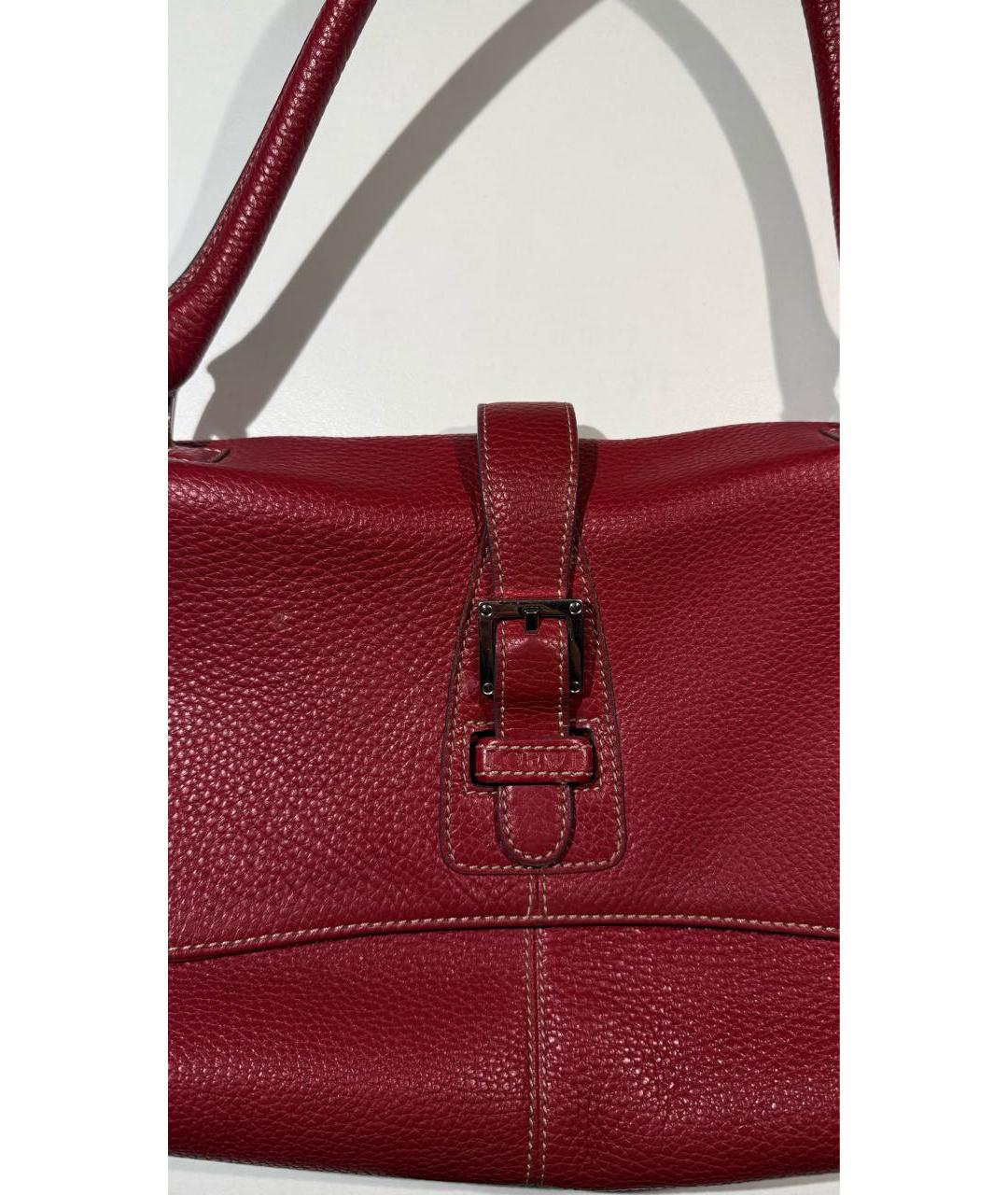 LOEWE Бордовая кожаная сумка с короткими ручками, фото 5