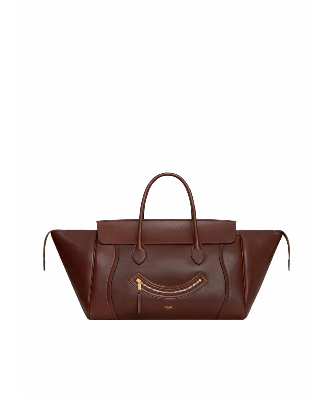 CELINE Коричневая сумка тоут из лакированной кожи, фото 1