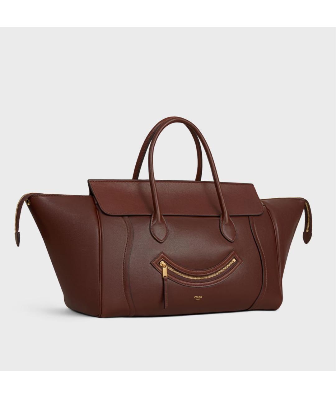 CELINE Коричневая сумка тоут из лакированной кожи, фото 2