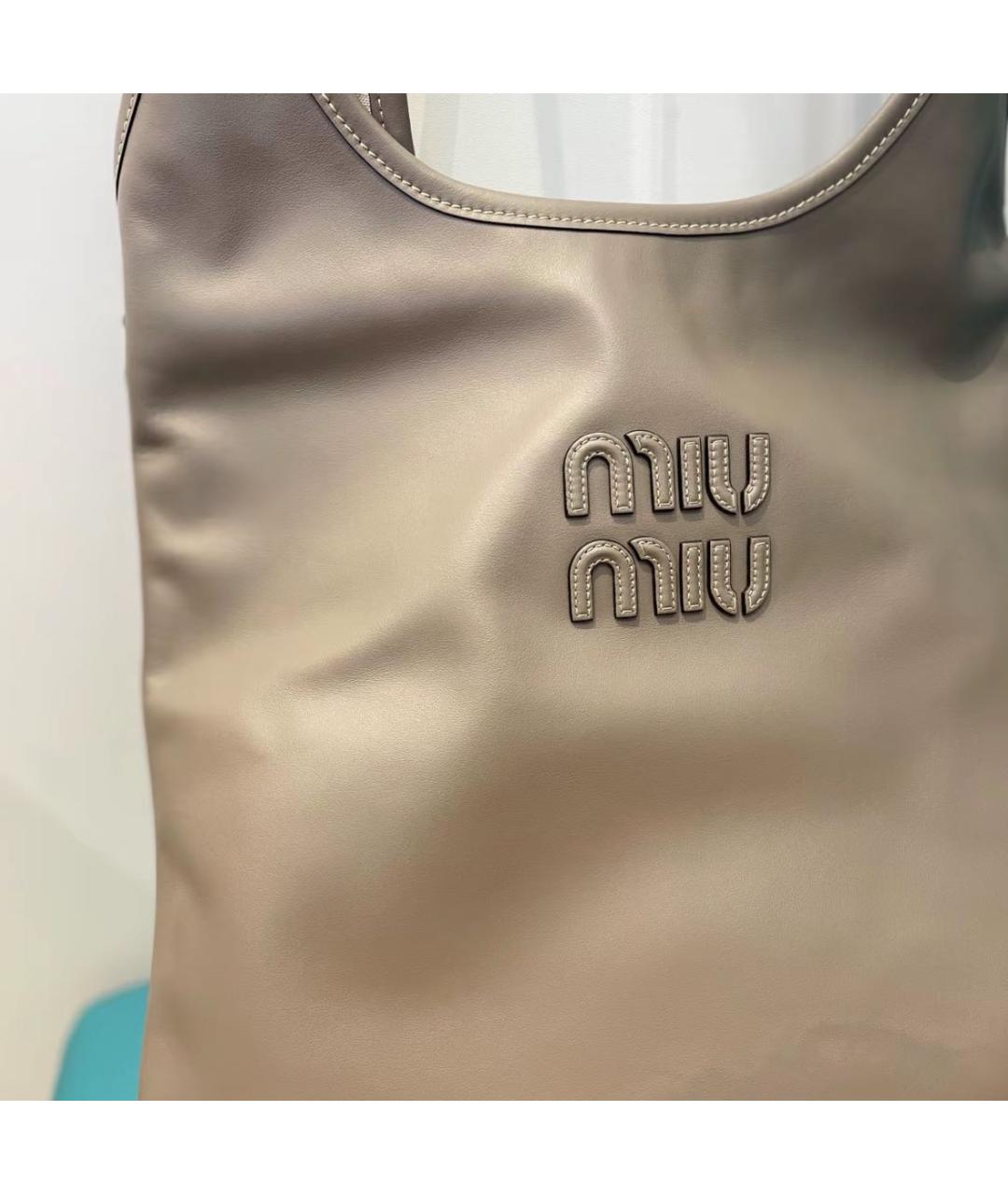 MIU MIU Серая кожаная сумка тоут, фото 4