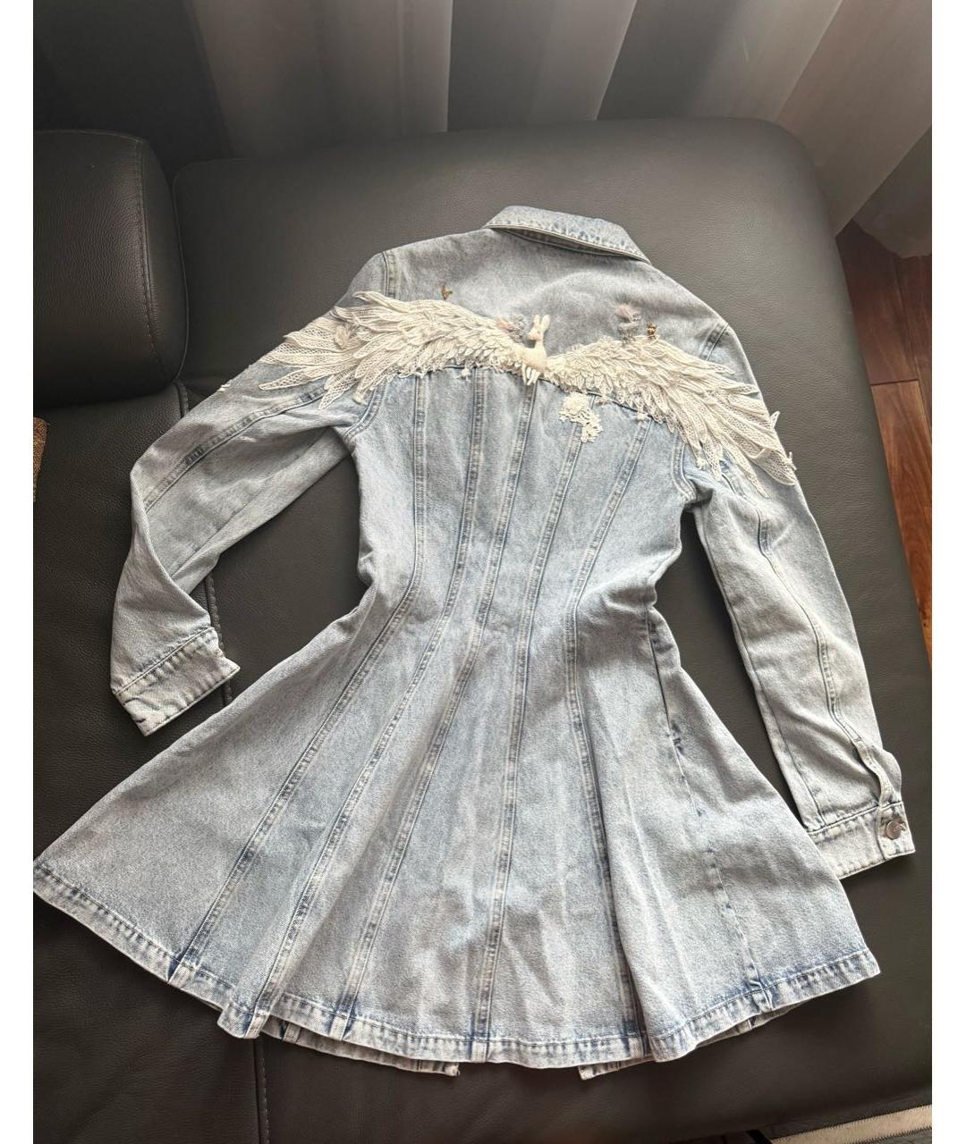MISS BLUMARINE Голубое деним повседневное платье, фото 2