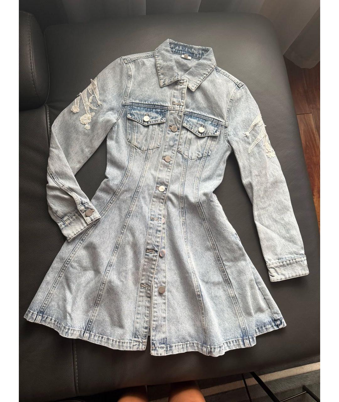 MISS BLUMARINE Голубое деним повседневное платье, фото 9