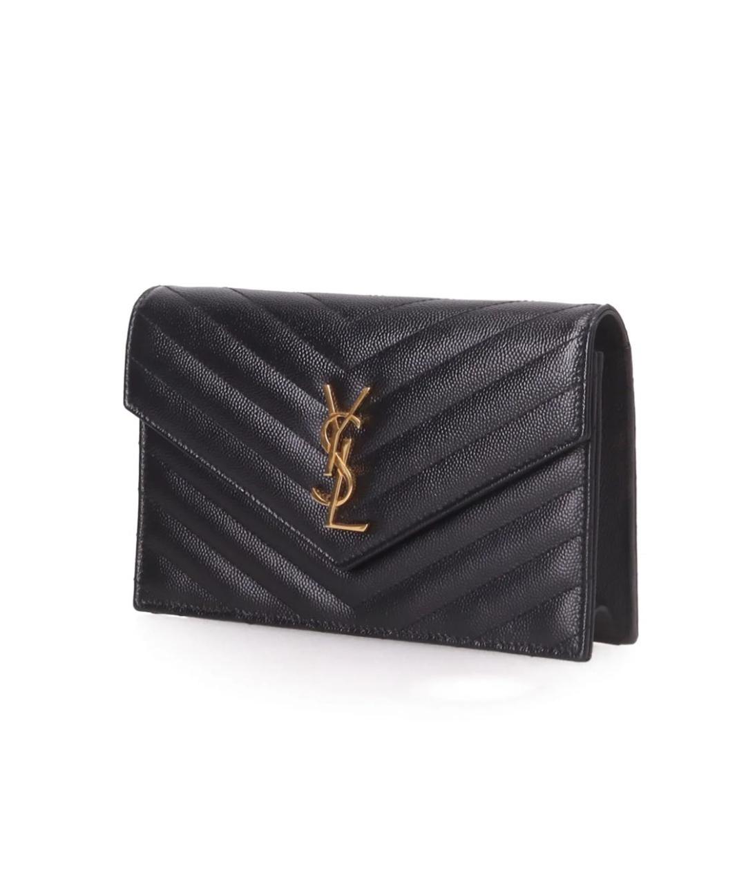 SAINT LAURENT Черная кожаная сумка через плечо, фото 2