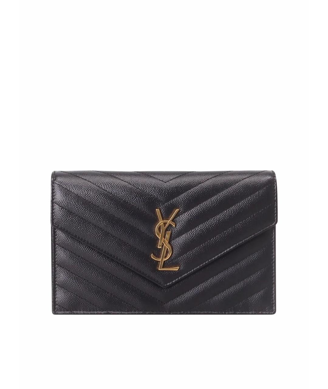 SAINT LAURENT Черная кожаная сумка через плечо, фото 1