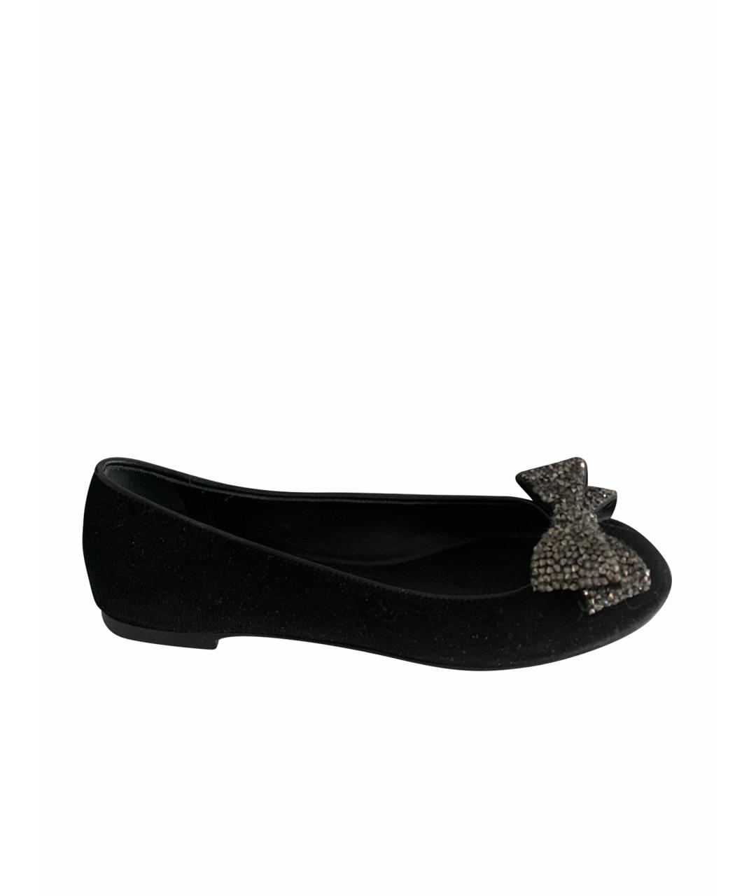 GIUSEPPE ZANOTTI DESIGN Черные бархатные балетки, фото 1