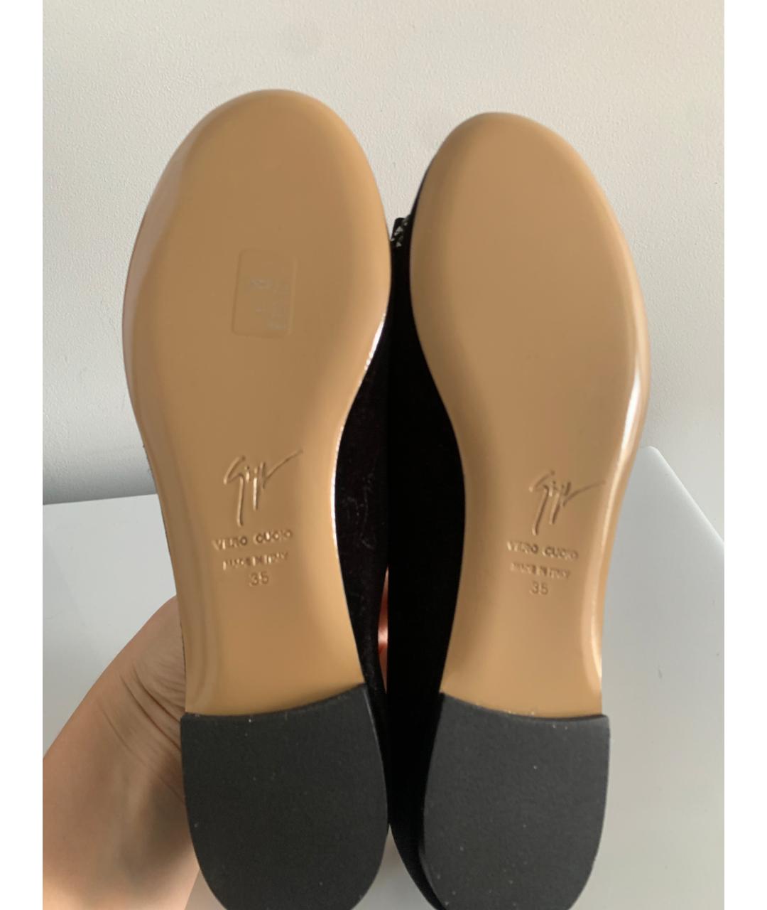 GIUSEPPE ZANOTTI DESIGN Черные бархатные балетки, фото 5