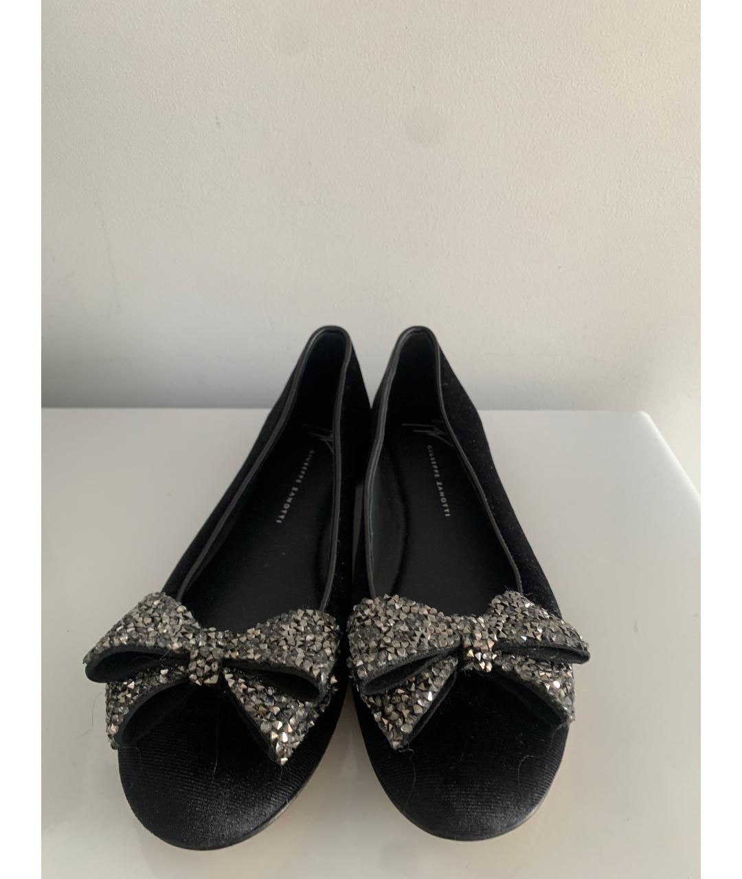 GIUSEPPE ZANOTTI DESIGN Черные бархатные балетки, фото 2