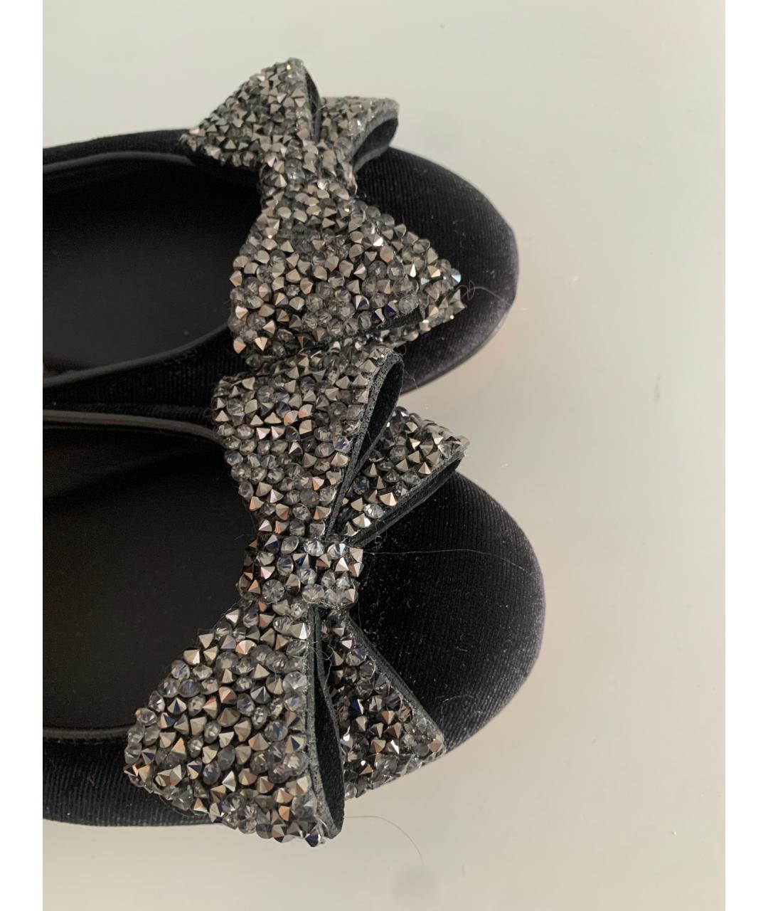GIUSEPPE ZANOTTI DESIGN Черные бархатные балетки, фото 6