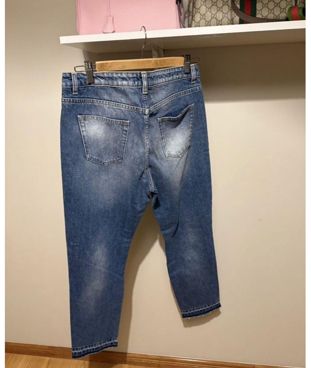 PHILIPP PLEIN Синие хлопковые прямые джинсы, фото 2