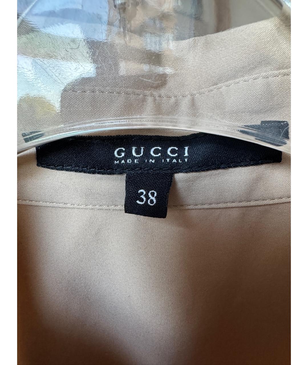 GUCCI Бежевая хлопковая рубашка, фото 5
