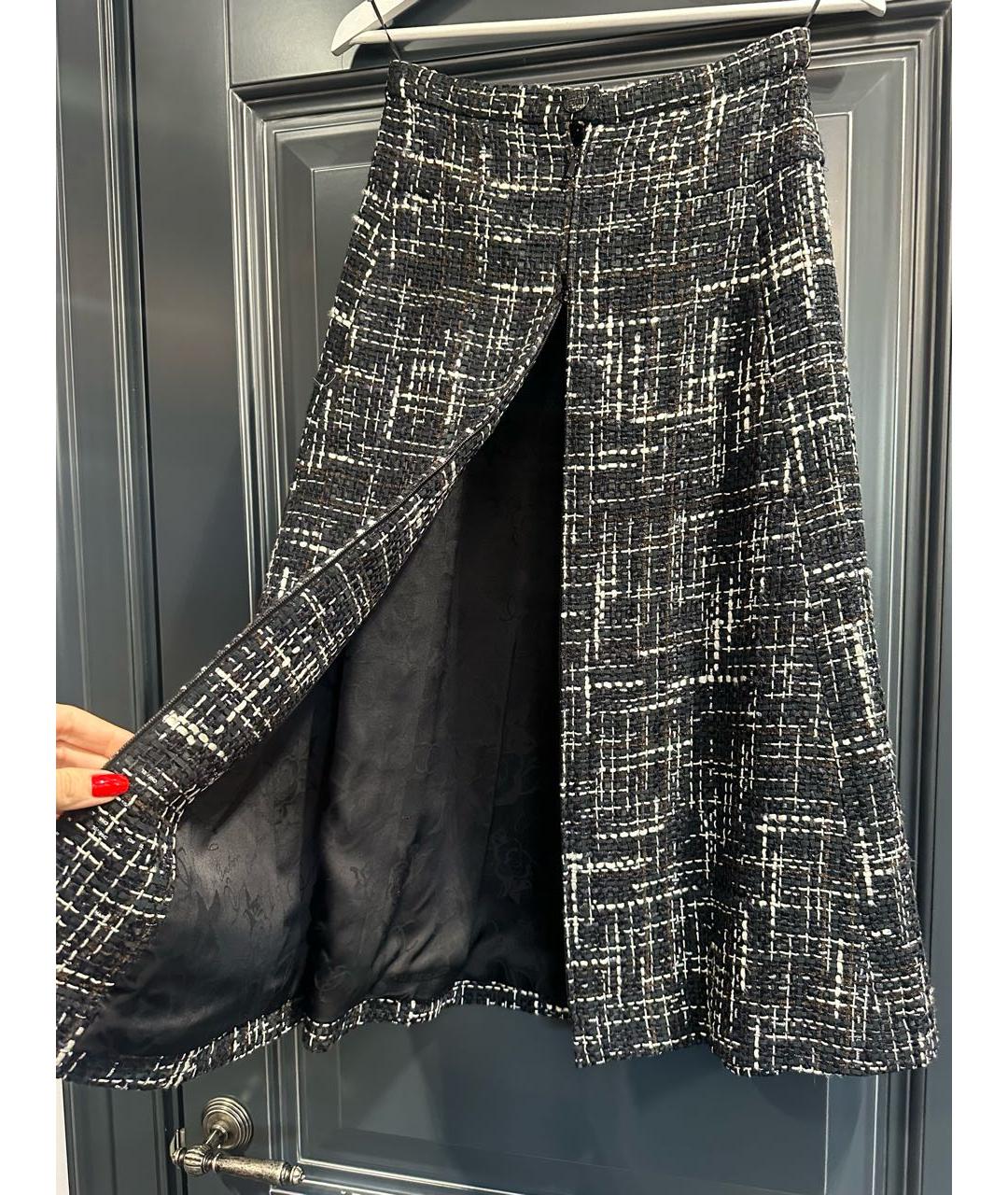 CHANEL Черная шерстяная юбка миди, фото 2