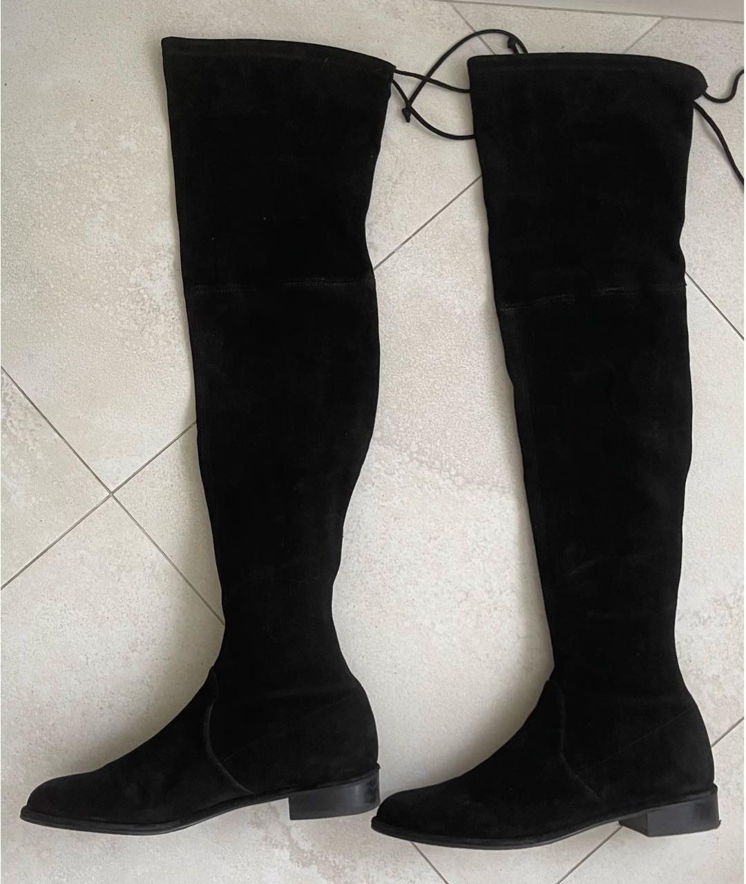 STUART WEITZMAN Черные замшевые ботфорты, фото 2