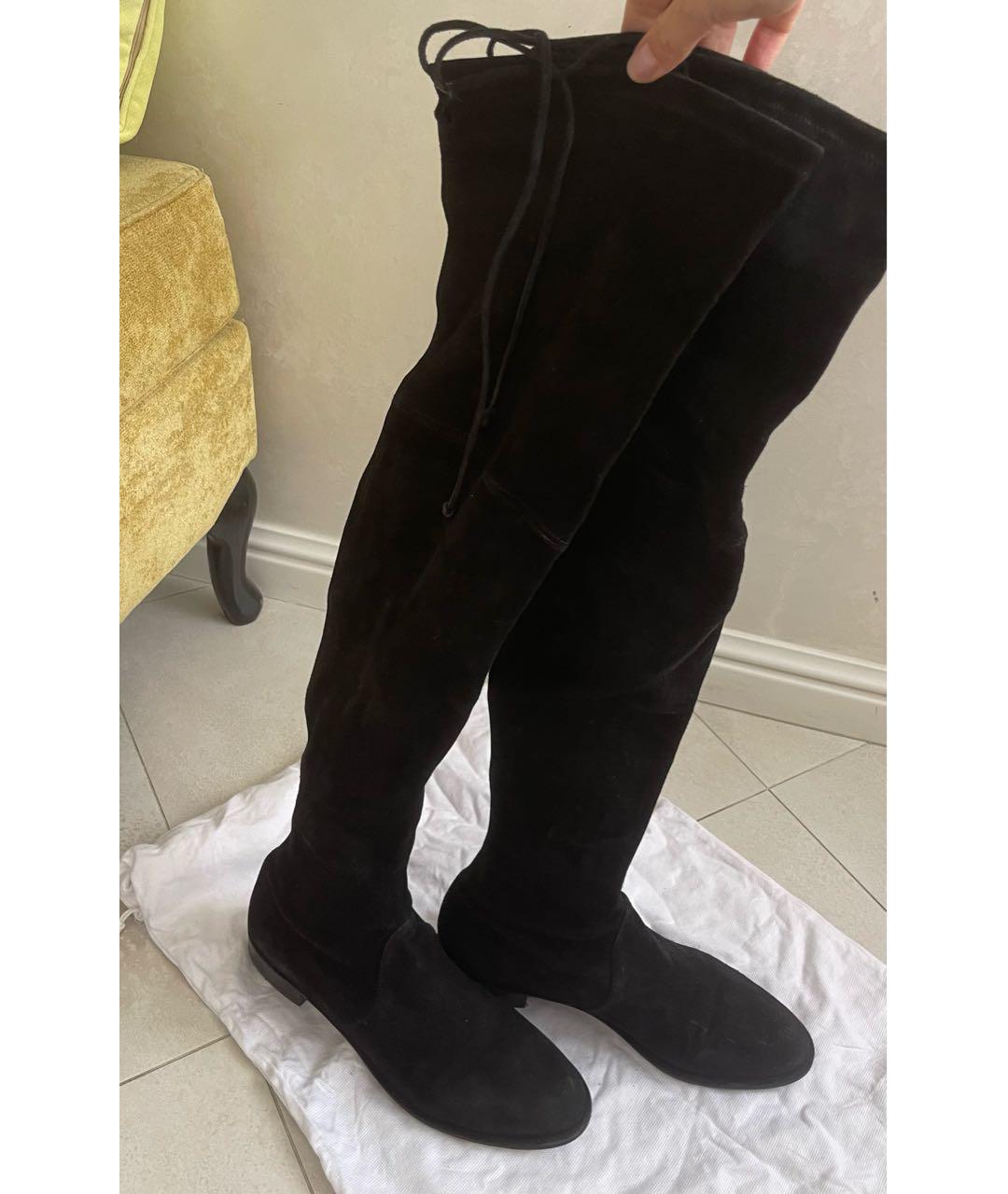STUART WEITZMAN Черные замшевые ботфорты, фото 6