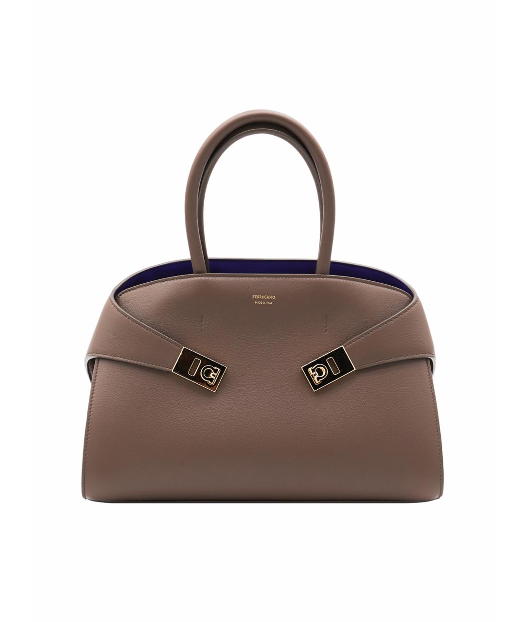 FERRAGAMO Коричневая кожаная сумка тоут, фото 4