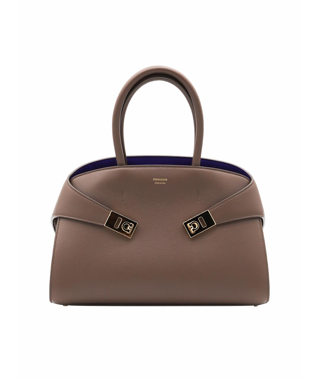 FERRAGAMO Коричневая кожаная сумка тоут, фото 1