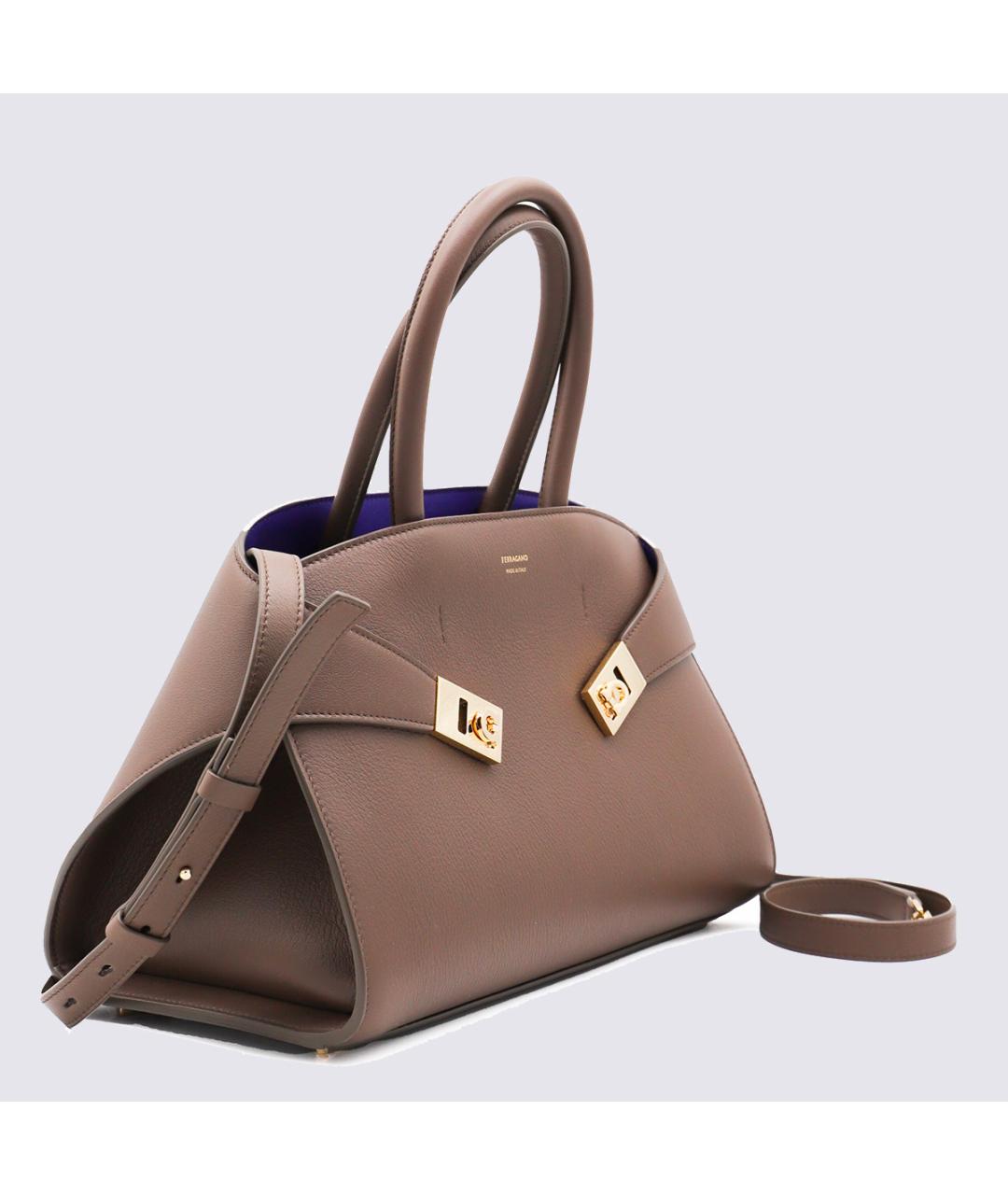 FERRAGAMO Коричневая кожаная сумка тоут, фото 2