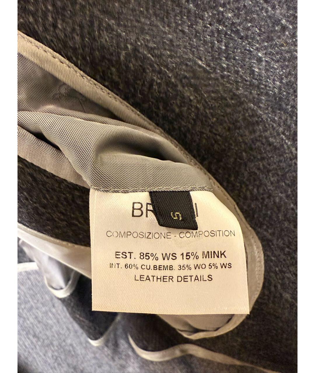 BRIONI Серое шерстяное пальто, фото 5