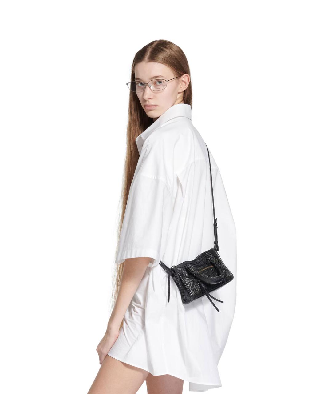 BALENCIAGA Черная кожаная сумка тоут, фото 2