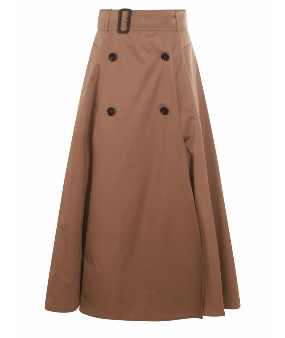 BURBERRY Бежевая хлопковая юбка миди, фото 1