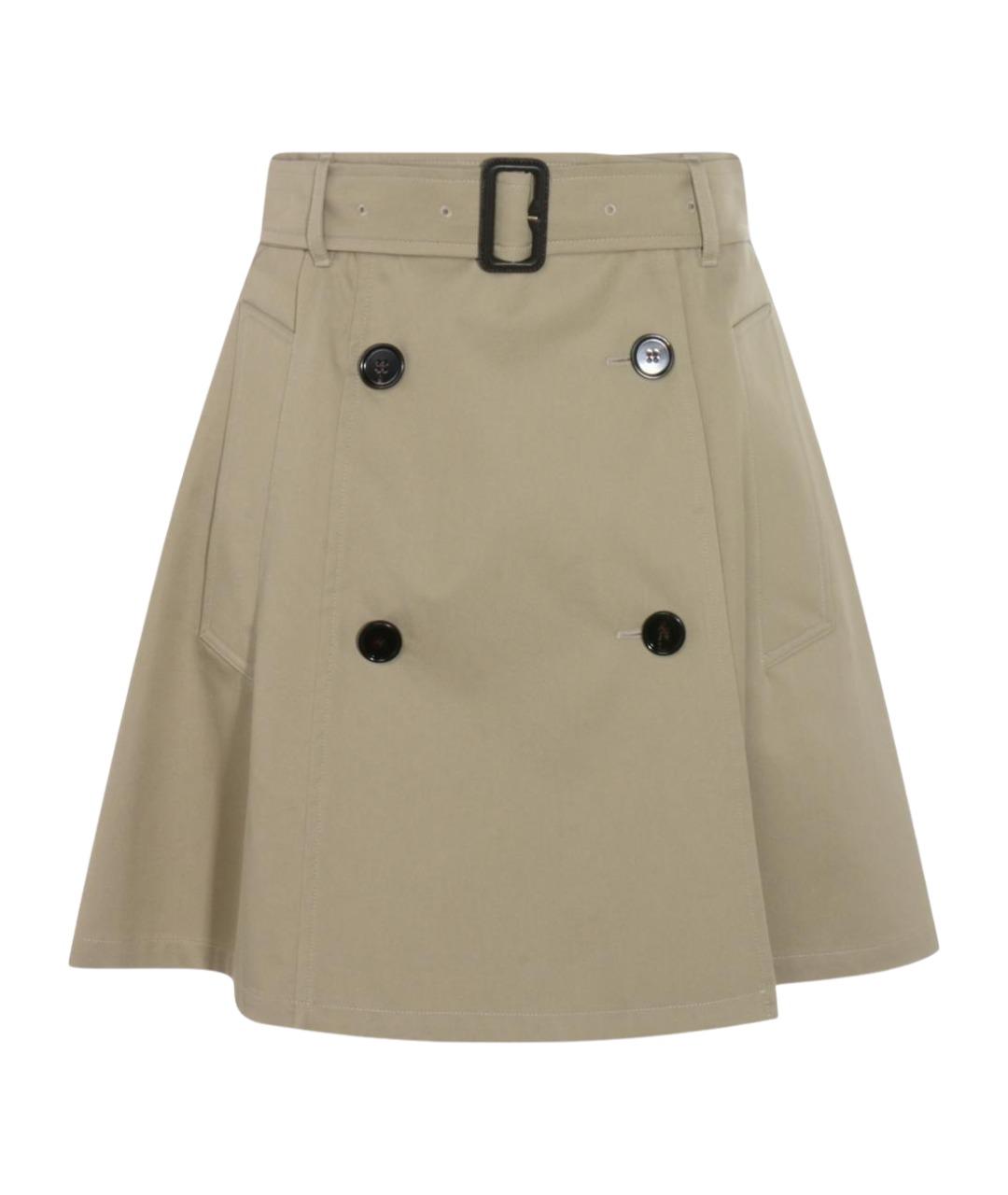 BURBERRY Бежевая хлопковая юбка миди, фото 1