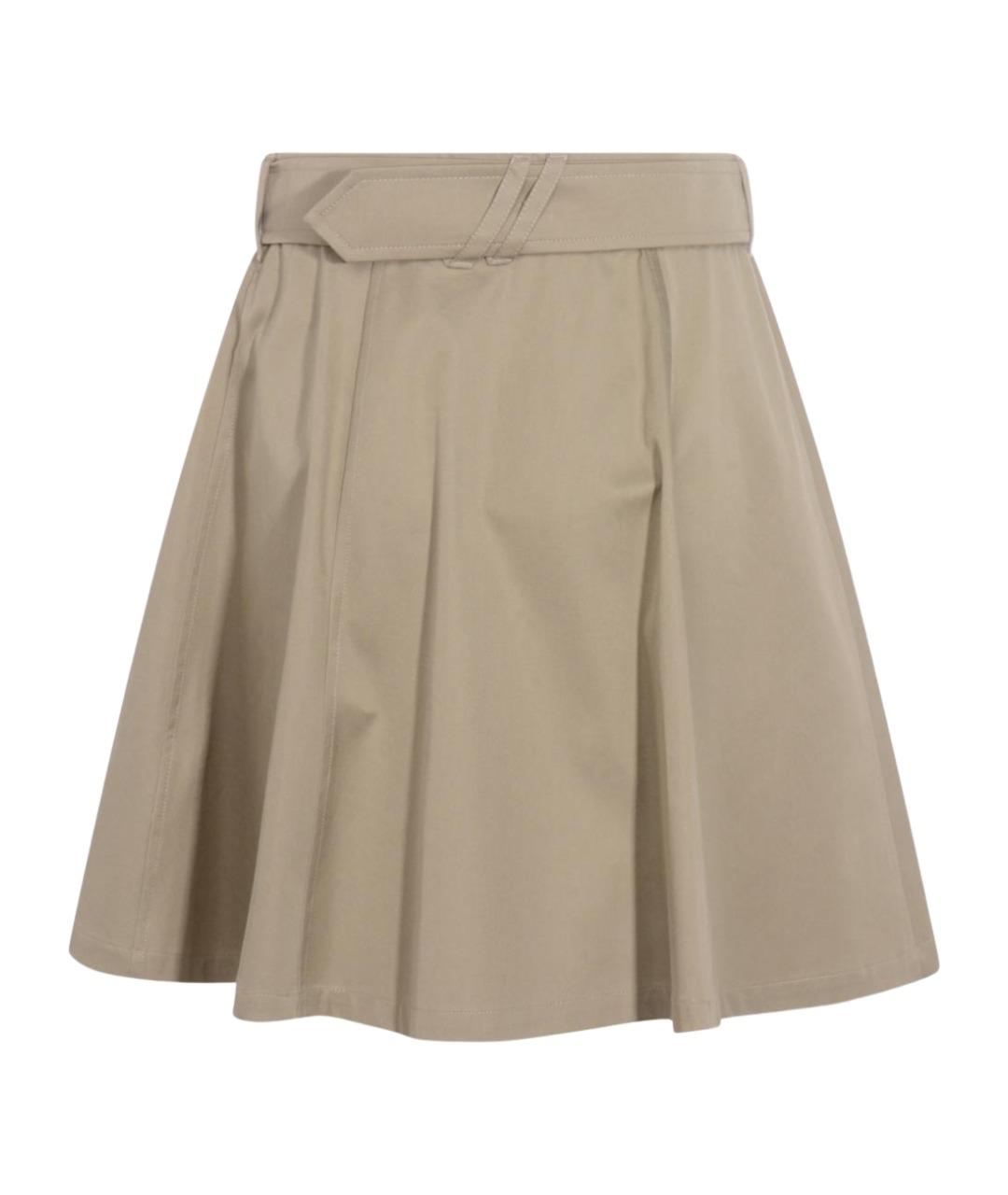 BURBERRY Бежевая хлопковая юбка миди, фото 2