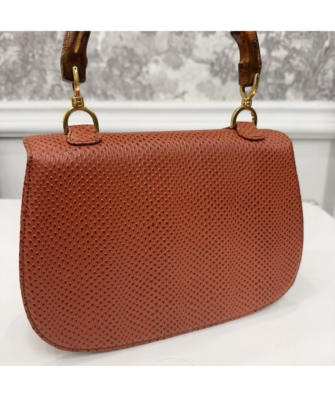 GUCCI Коричневая кожаная сумка с короткими ручками, фото 4