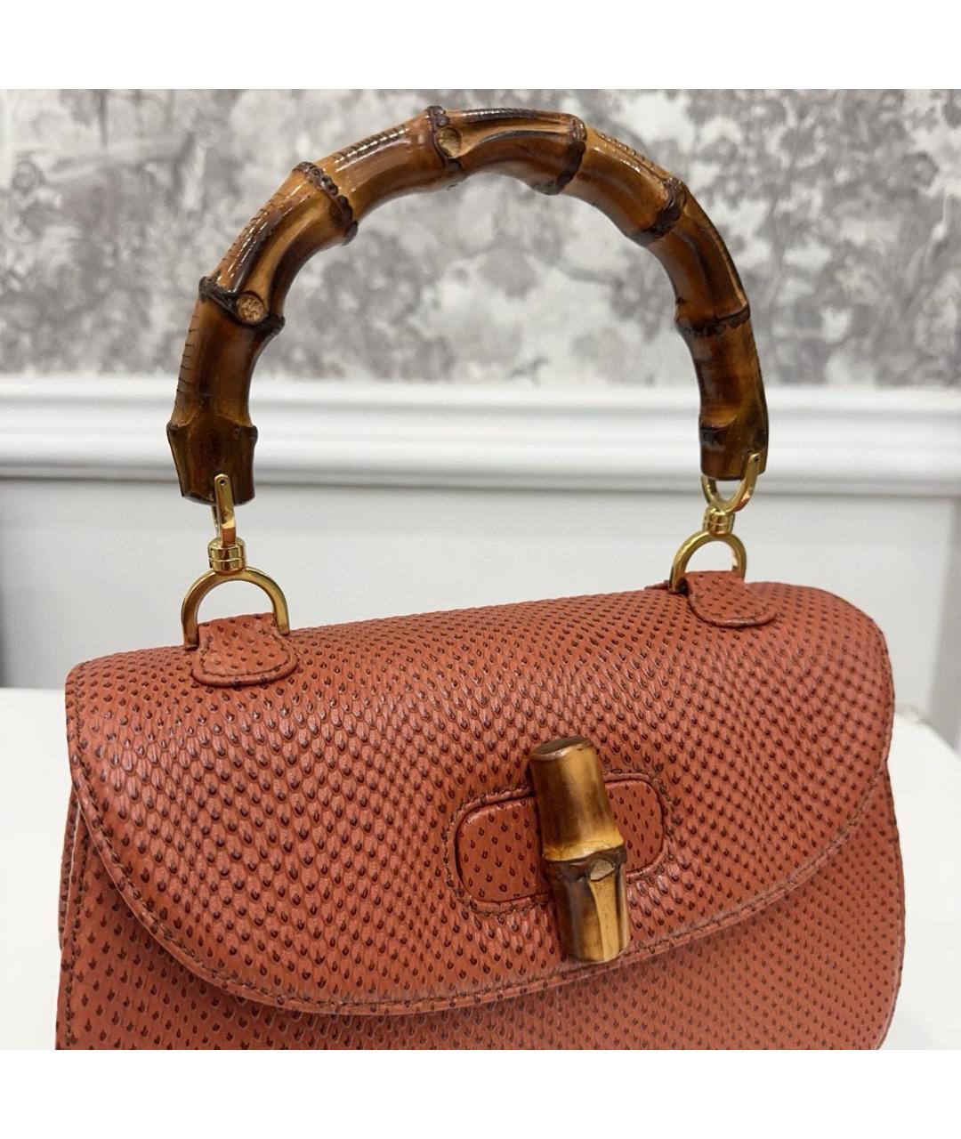 GUCCI Коричневая кожаная сумка с короткими ручками, фото 2
