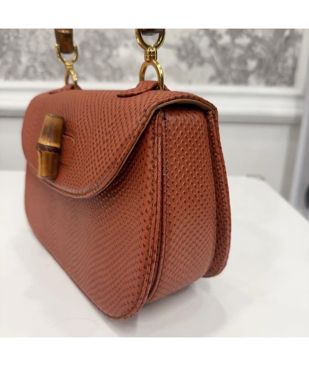 GUCCI Коричневая кожаная сумка с короткими ручками, фото 5