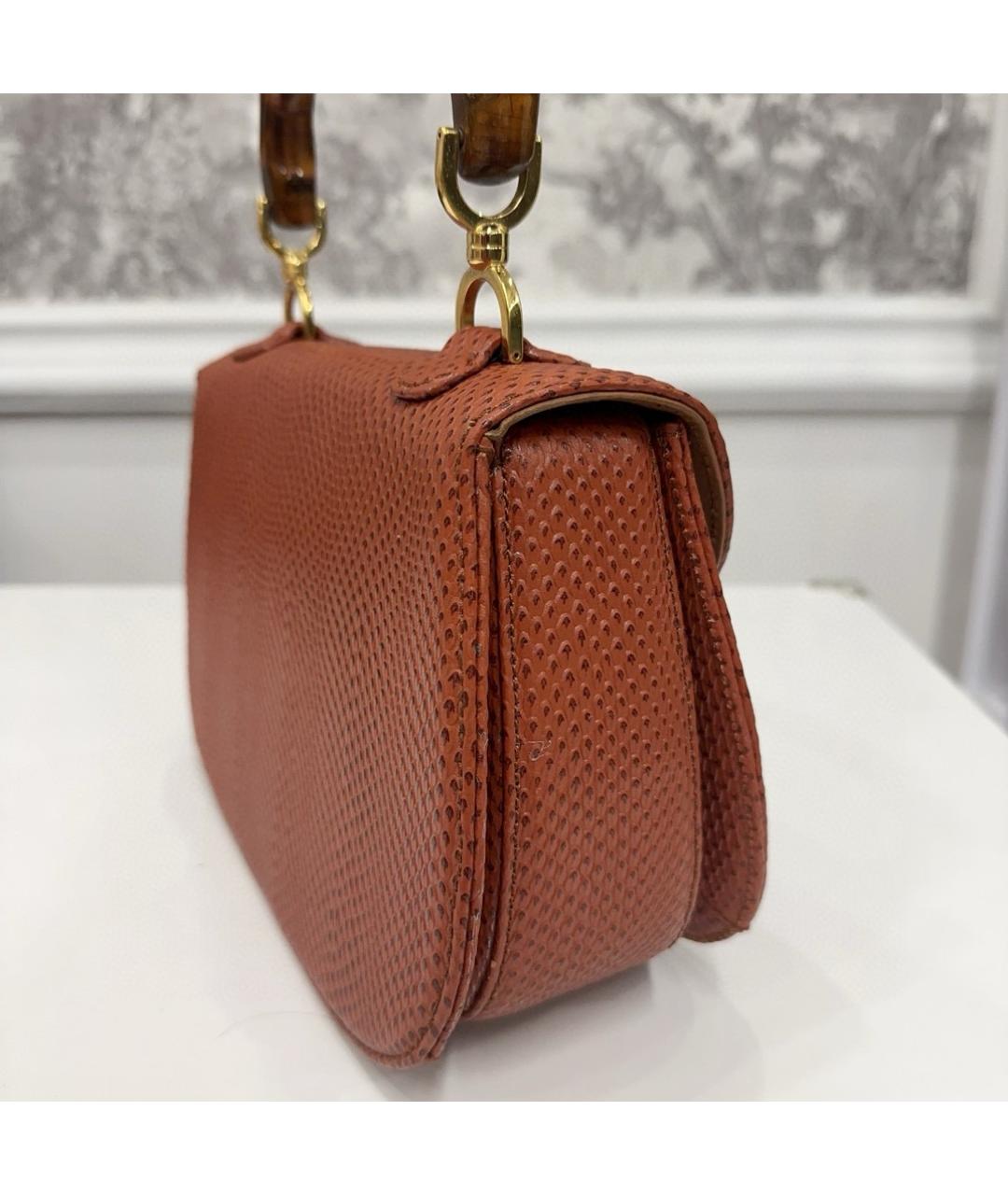 GUCCI Коричневая кожаная сумка с короткими ручками, фото 3