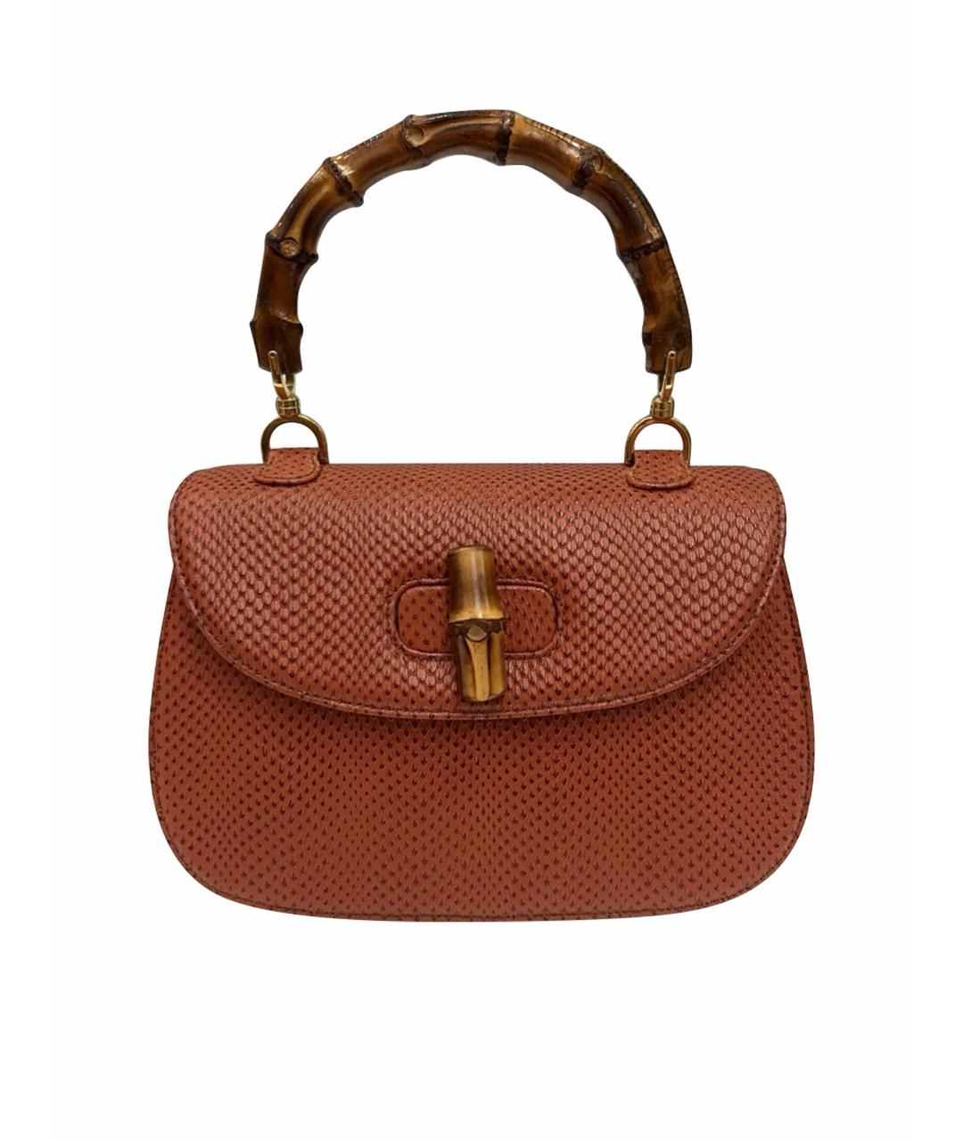 GUCCI Коричневая кожаная сумка с короткими ручками, фото 1