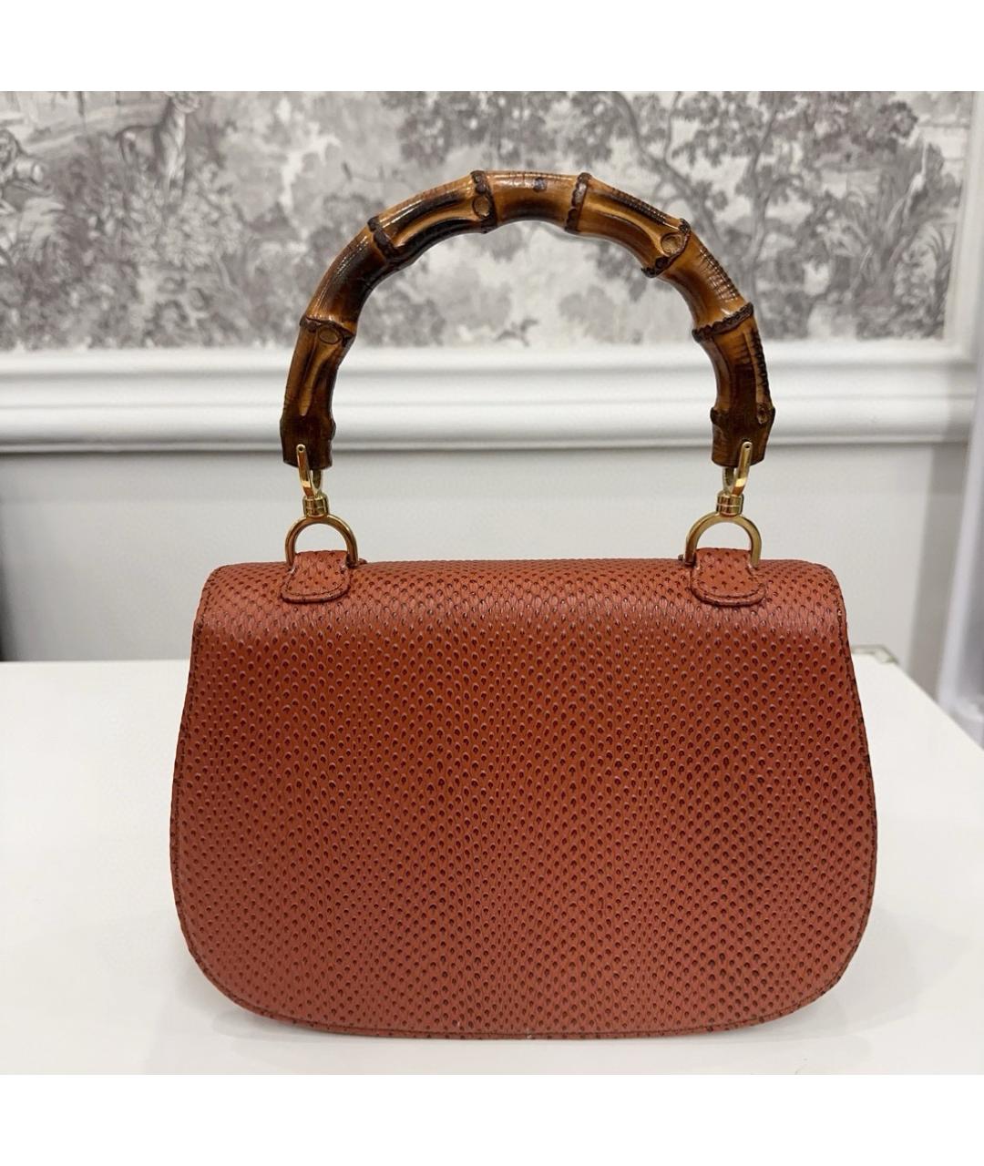 GUCCI Коричневая кожаная сумка с короткими ручками, фото 7