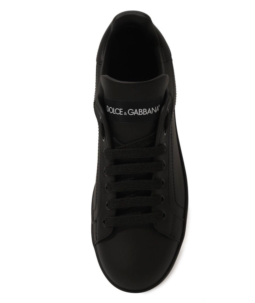 DOLCE&GABBANA Черные кожаные кеды, фото 3