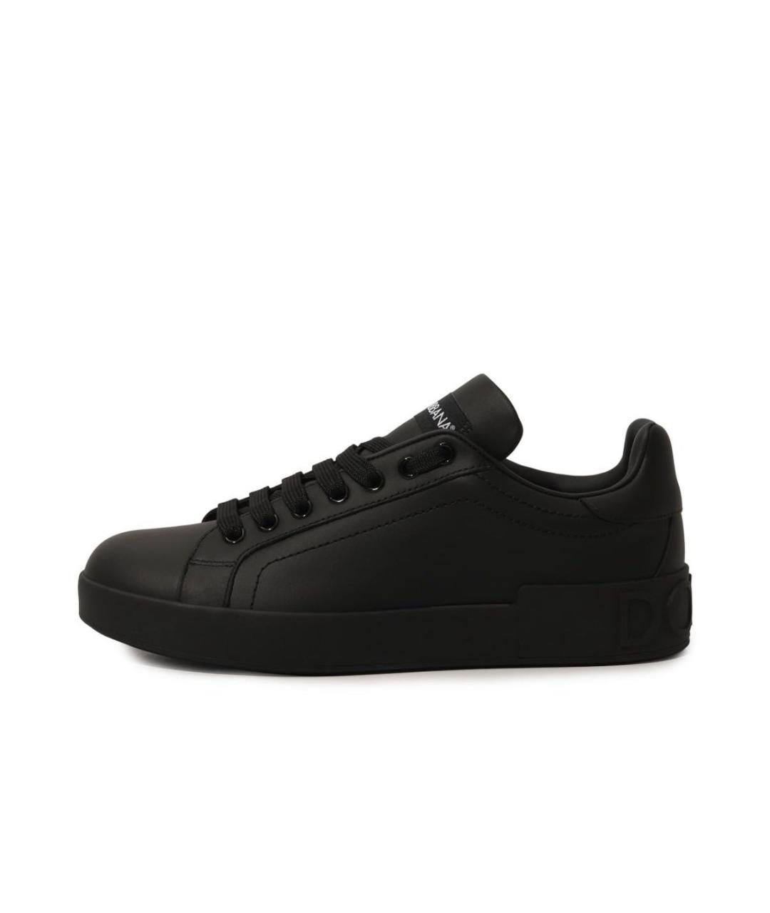 DOLCE&GABBANA Черные кожаные кеды, фото 6