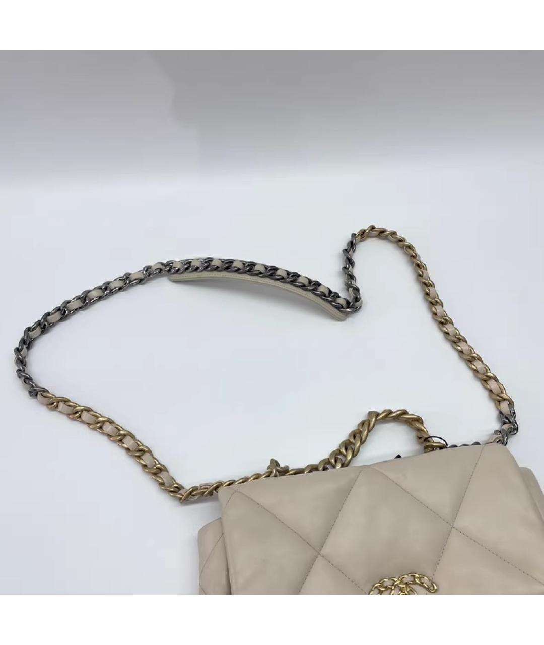 CHANEL Бежевая кожаная сумка через плечо, фото 7