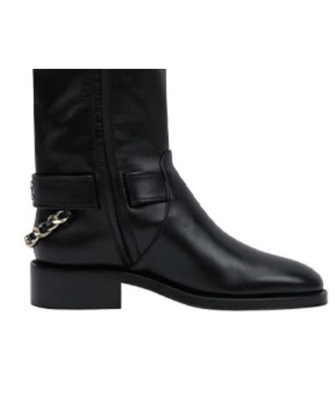 CHANEL Черные кожаные сапоги, фото 2