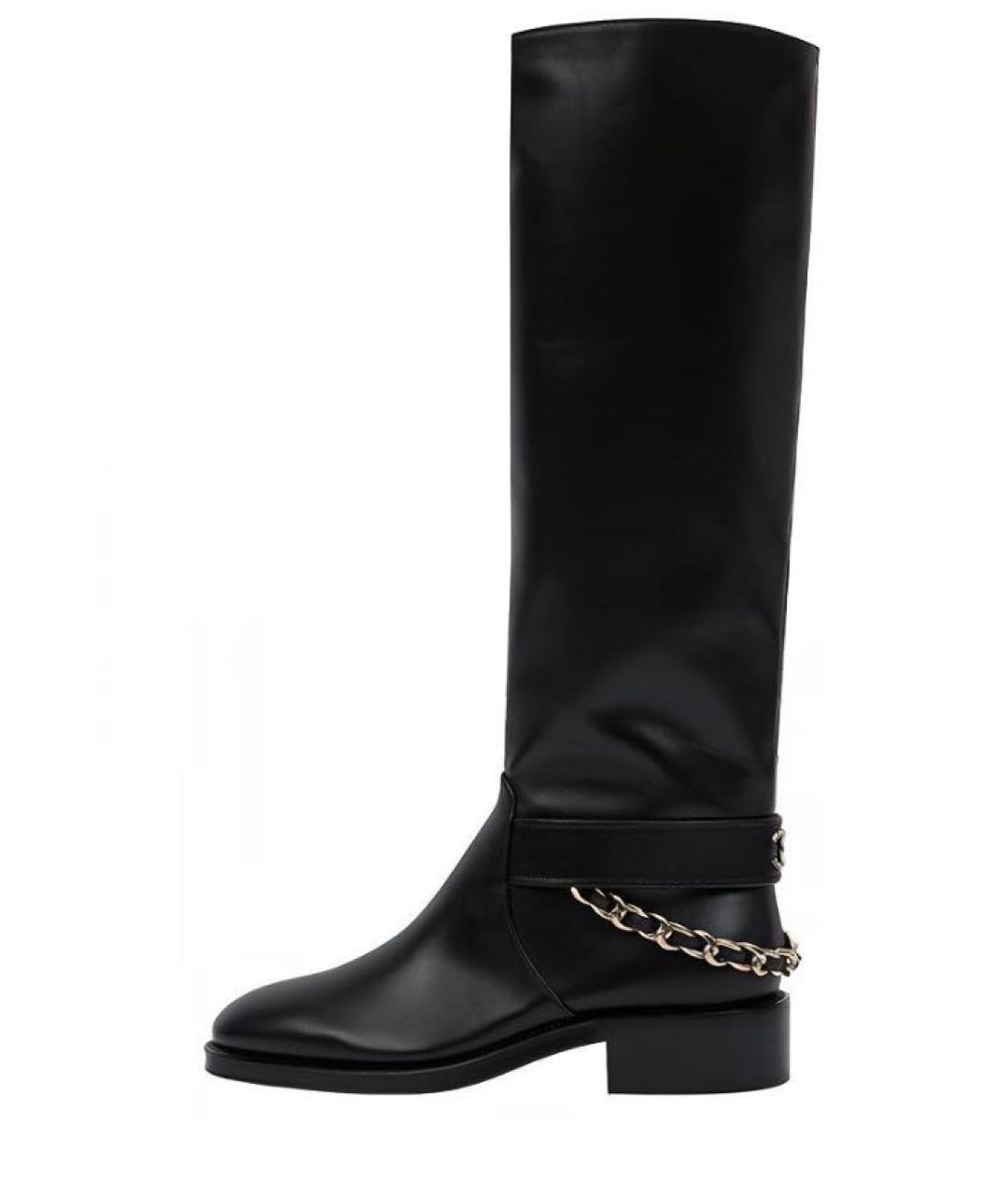 CHANEL Черные кожаные сапоги, фото 5