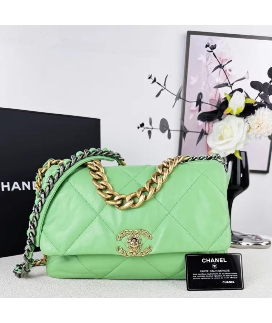 CHANEL Зеленая кожаная сумка через плечо, фото 9