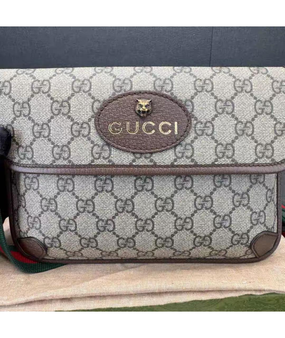 GUCCI Бежевая кожаная сумка на плечо, фото 2