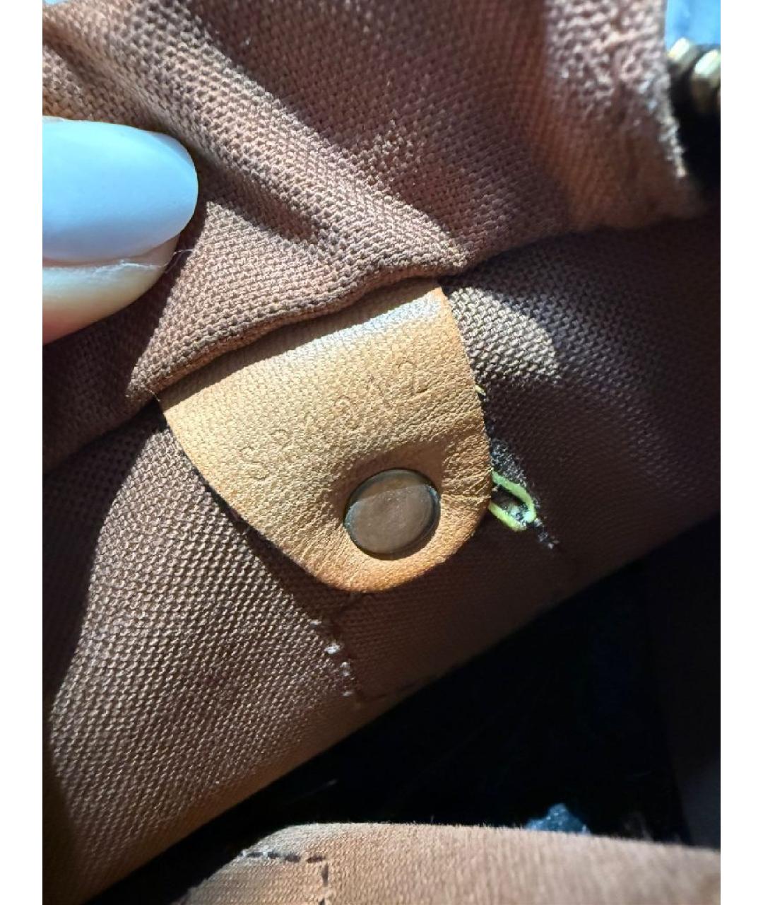 LOUIS VUITTON Коричневая кожаная сумка с короткими ручками, фото 7