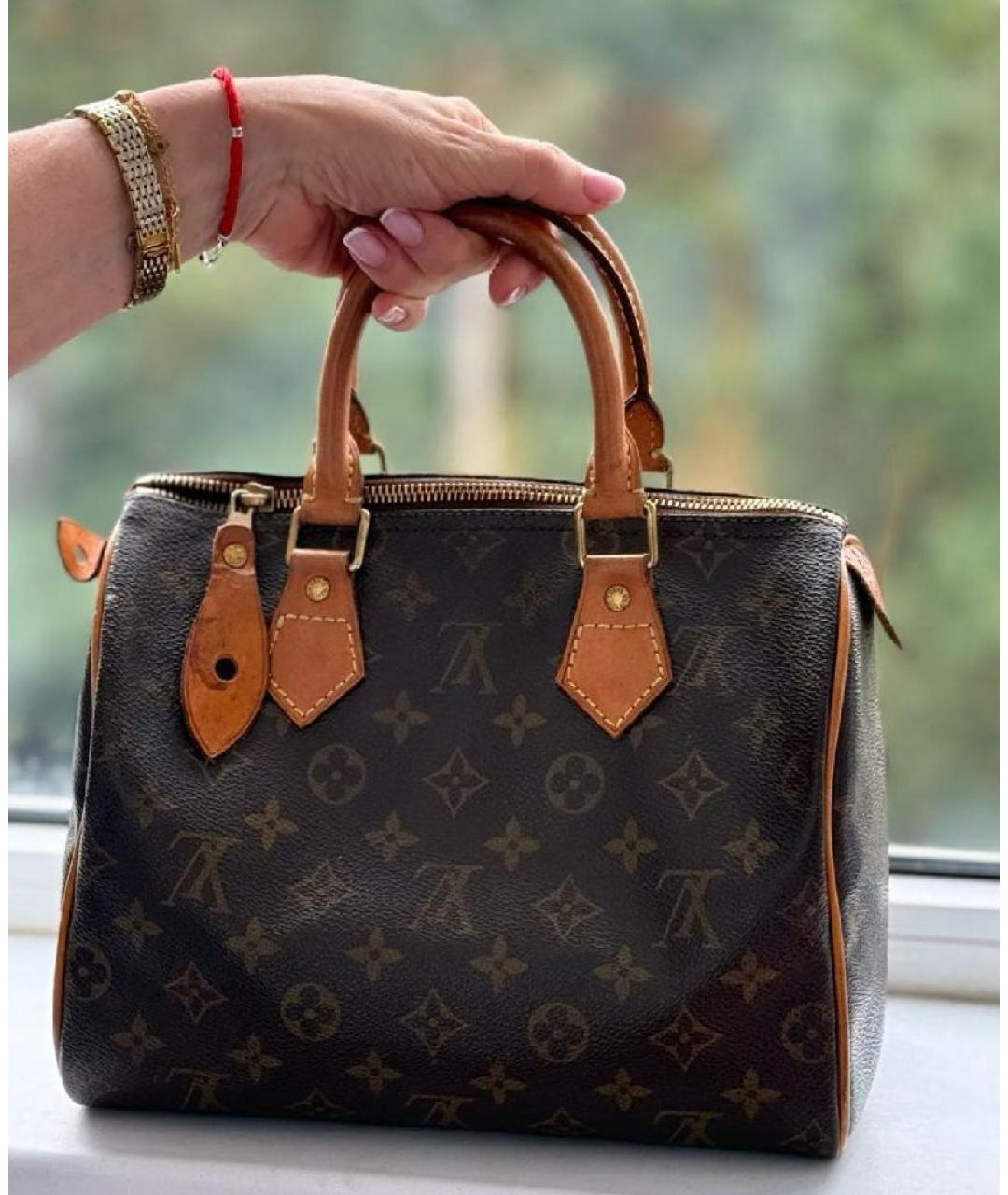 LOUIS VUITTON Коричневая кожаная сумка с короткими ручками, фото 2