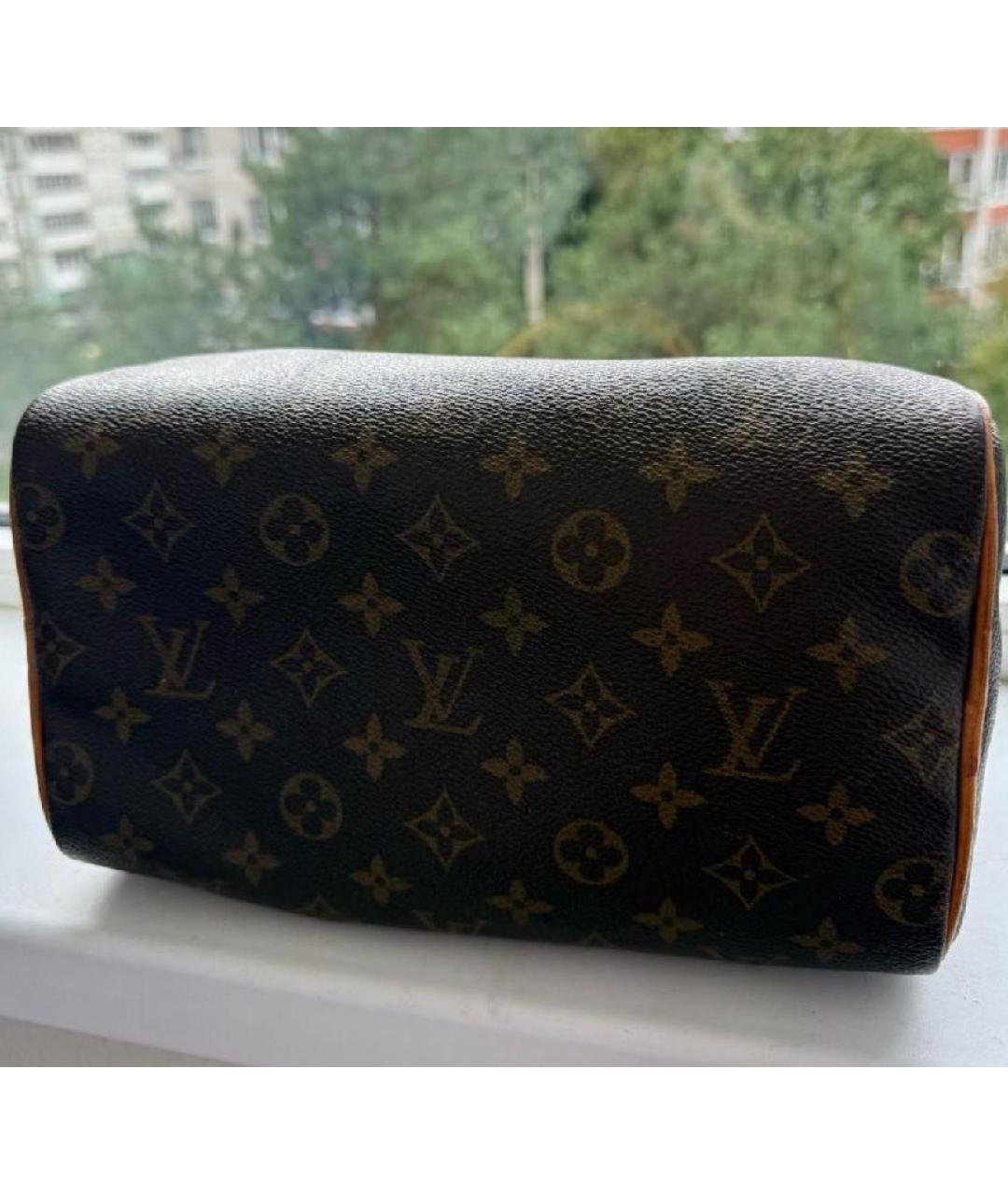 LOUIS VUITTON Коричневая кожаная сумка с короткими ручками, фото 6