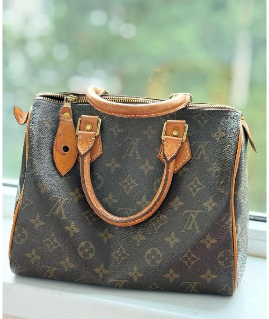 LOUIS VUITTON Коричневая кожаная сумка с короткими ручками, фото 3
