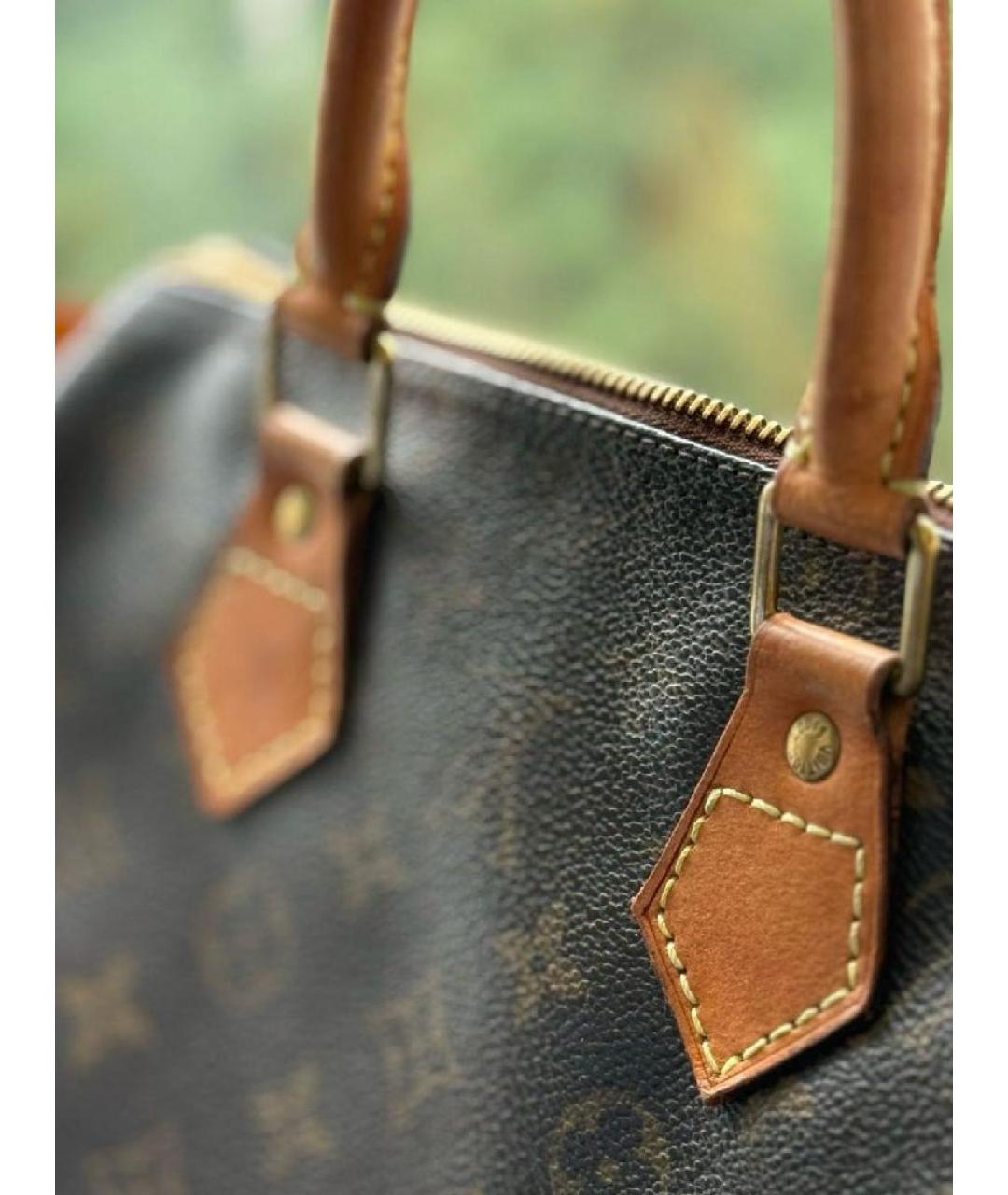 LOUIS VUITTON Коричневая кожаная сумка с короткими ручками, фото 4