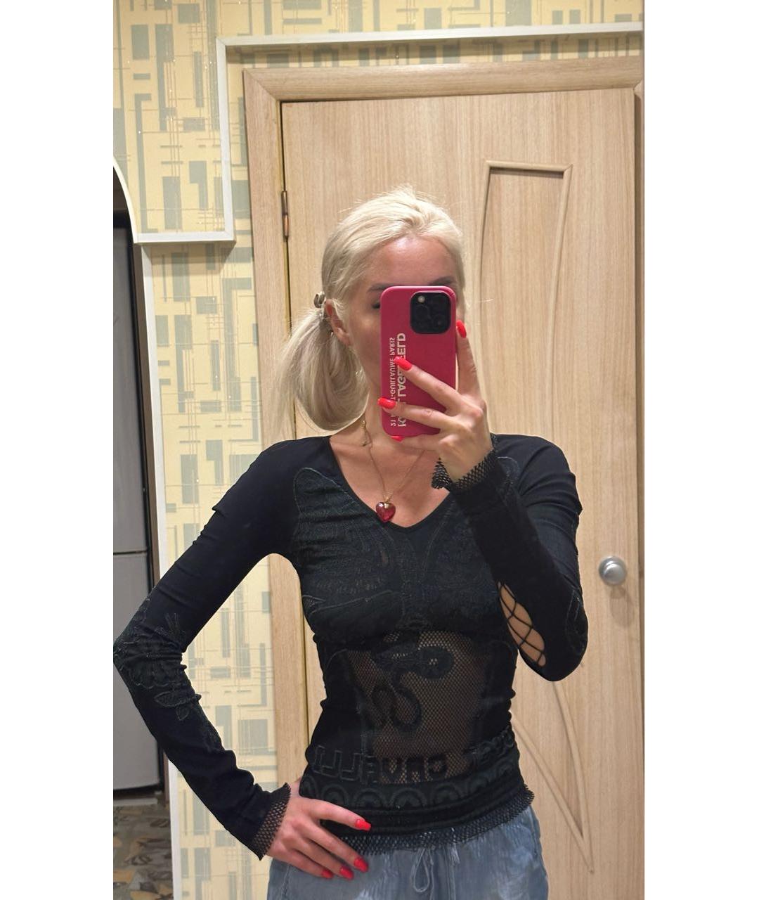 JUST CAVALLI Черный вискозный джемпер / свитер, фото 7