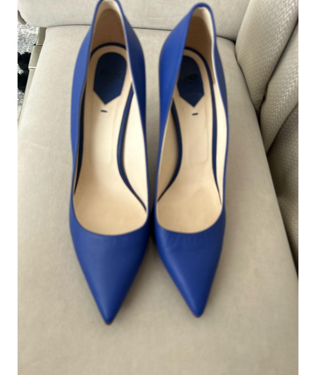 FENDI Синие кожаные туфли, фото 2