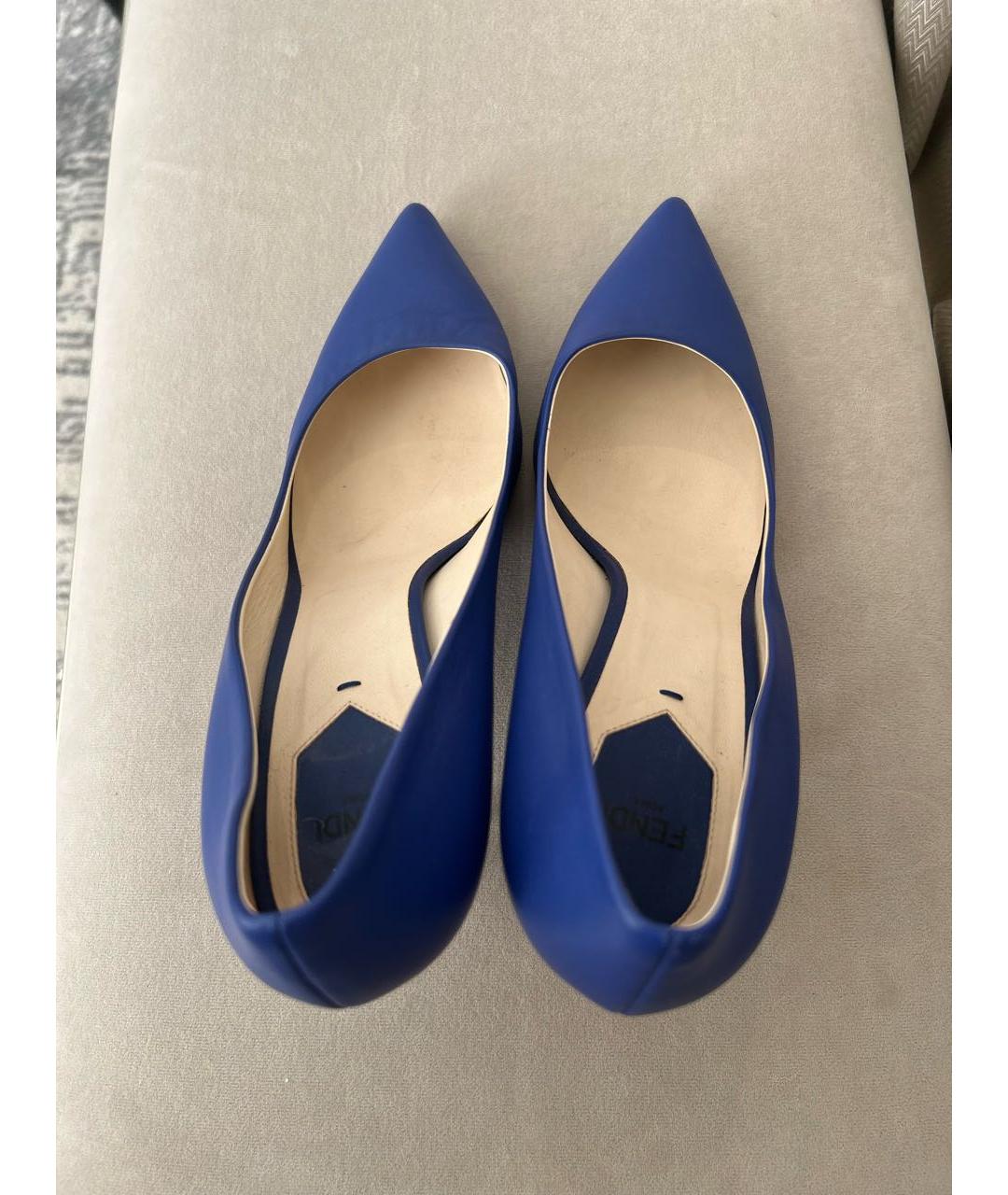 FENDI Синие кожаные туфли, фото 3