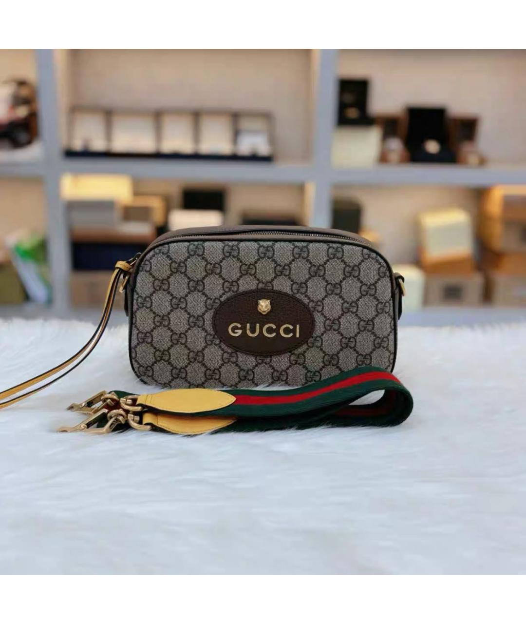 GUCCI Коричневая кожаная сумка через плечо, фото 2